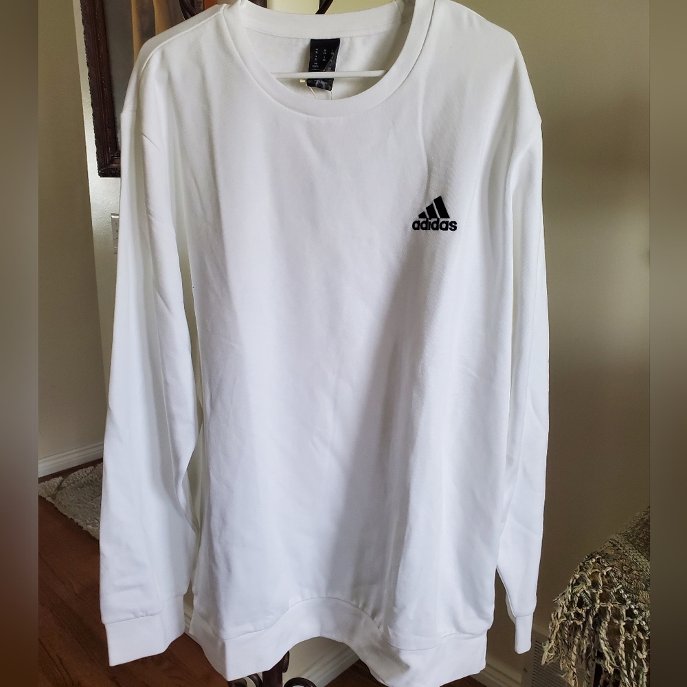 Adidas Men's White Long Sleeve Sweat Shirt 2X